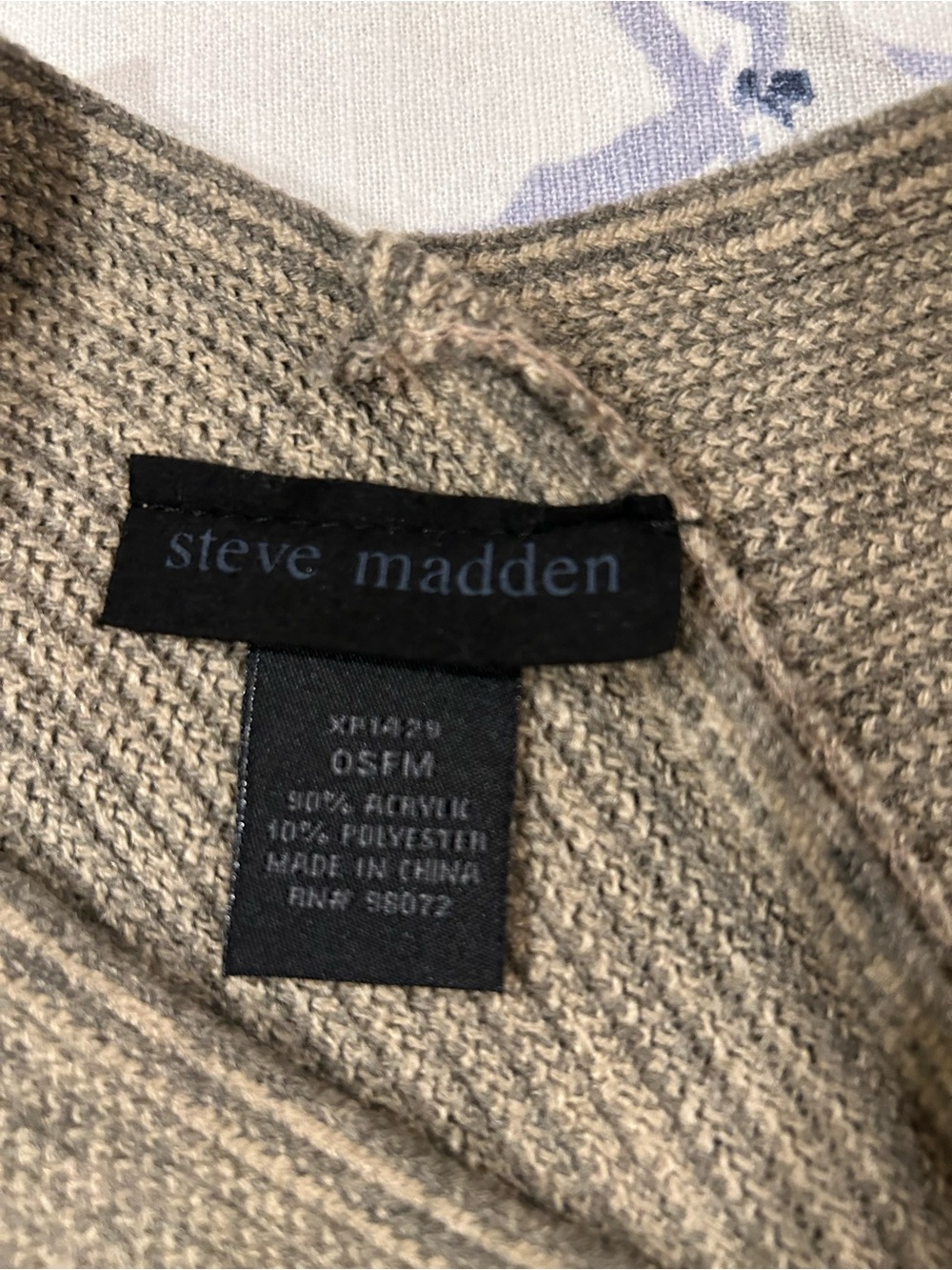 Steve Madden Olive Fringe Knit Poncho - Picture 4 of 7